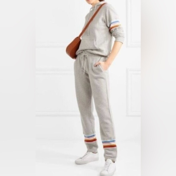 Alexa Chung Pants - ALEXACHUNG Multicolor Rib Insert Gray Sweat Pants